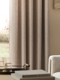Gordijnen|Gordijnen*Next Soft Weave Linen Blend Eyelet Curtains Natuurlijk