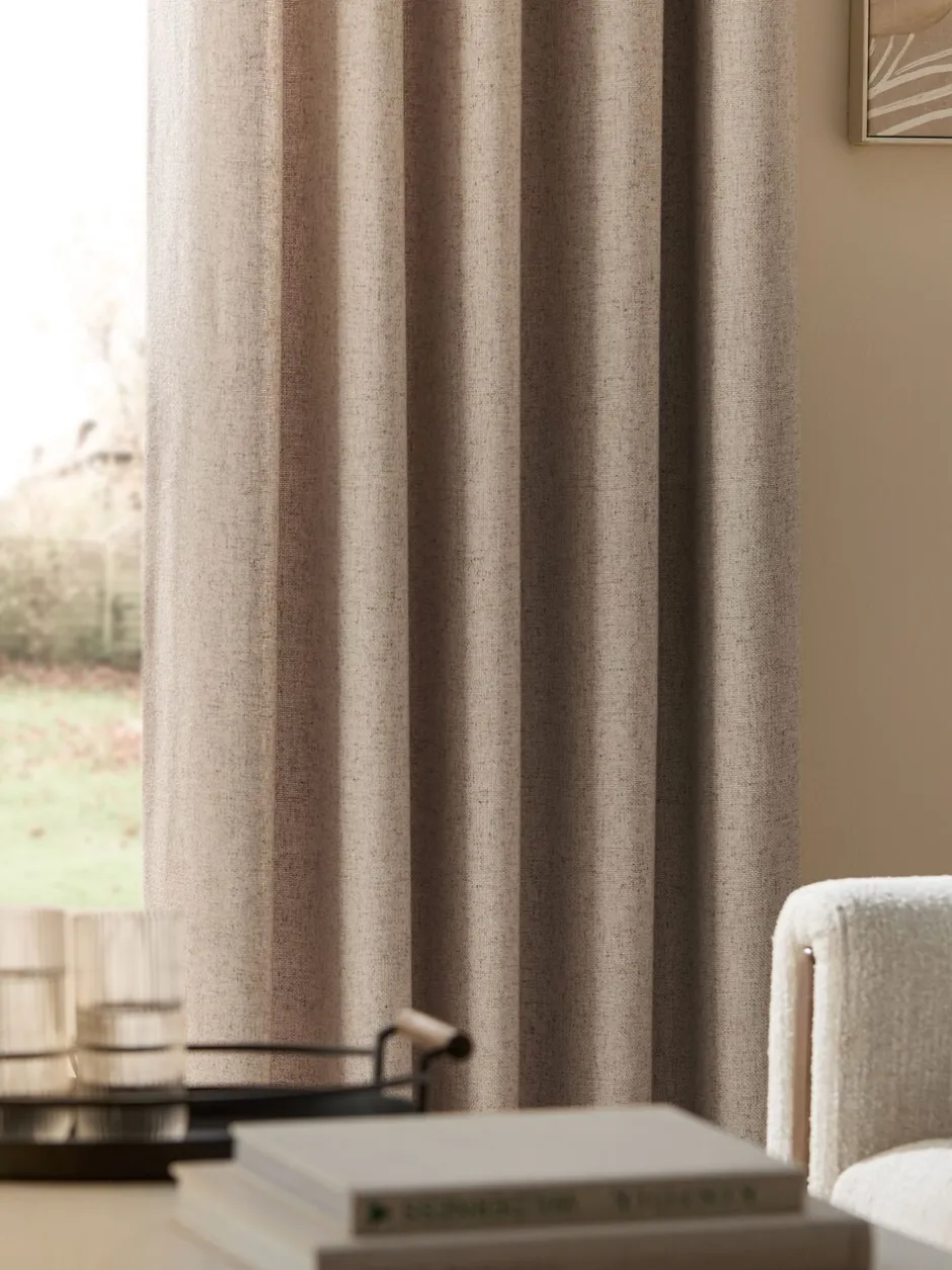 Gordijnen|Gordijnen*Next Soft Weave Linen Blend Eyelet Curtains Natuurlijk
