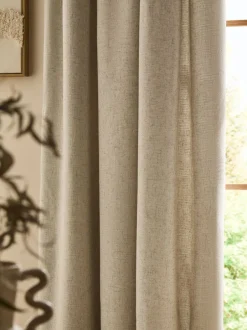 Gordijnen|Gordijnen*Next Soft Weave Linen Blend Pencil Pleat Lined Curtains Natuurlijk