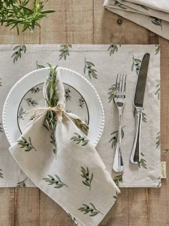 Tafellinnen En Placemats |Sophie Allport Linnen Olijfgroene Placemats Set van 2