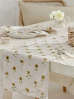 Tafellinnen En Placemats *Sophie Allport linnen zonnebloem tafelloper