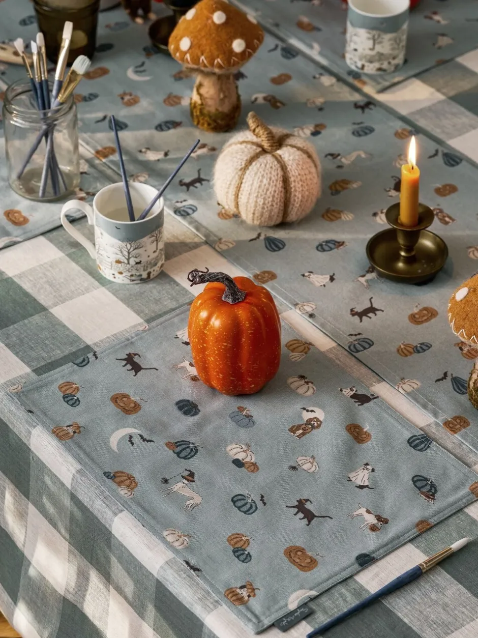 Tafellinnen En Placemats |Sophie Allport Paws & Pumpkins wasbare placemats set van 2