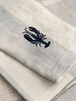 Tafellinnen En Placemats *Sophie Allport set van 4 linnen servetten met kustthema borduursel