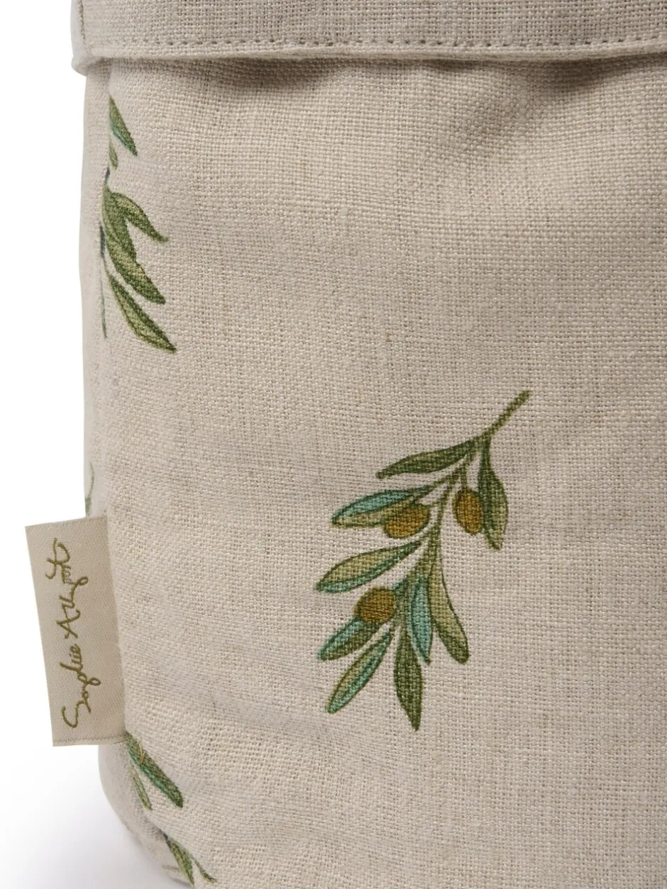 Keukenaccessoires*Sophie Allport Set van 2 olijfgroene linnen broodmanden