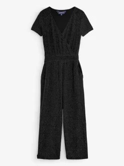Jumpsuits En Playsuits*Sosandar glinsterende metallic jumpsuit met overslag
