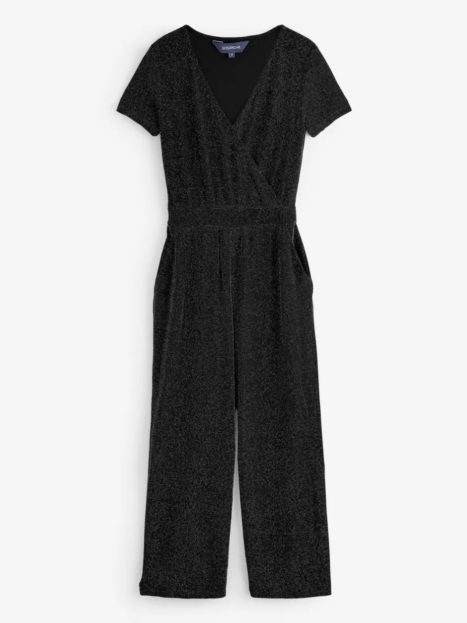 Jumpsuits En Playsuits*Sosandar glinsterende metallic jumpsuit met overslag