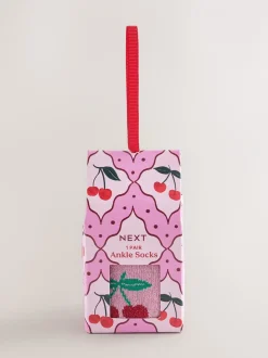 Sokken En Panty's*Next - 1 Pack Ankle Socks in a Gift Box Sparkle Cherries