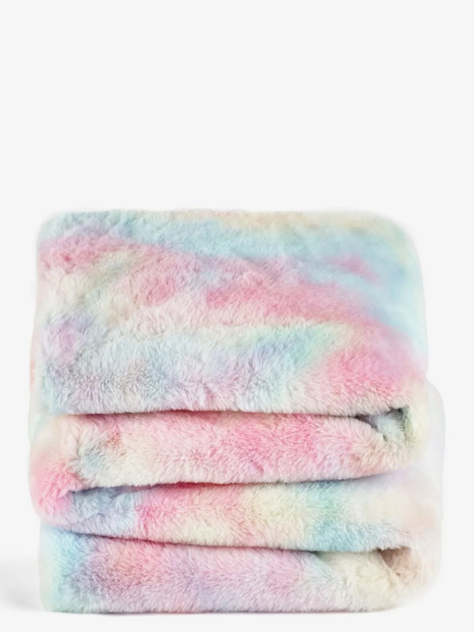 Kussentjes En Plaids|Kussentjes En Plaids*Next Sprei van imitatiebont met regenboog en ombré-effect