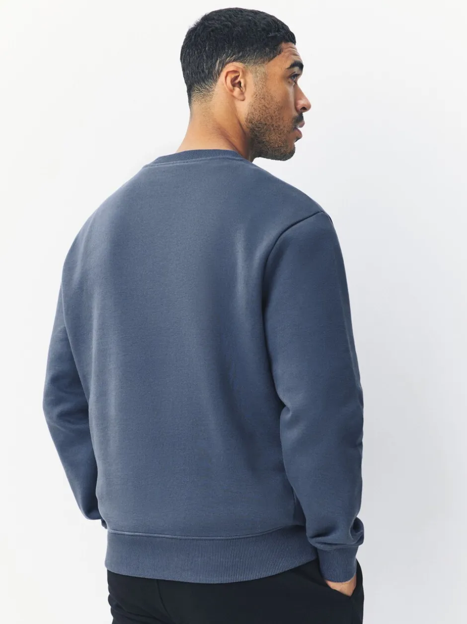 Sweaters En Hoody´S|Sweaters En Hoody´S|Next Staalblauw - Normale Pasvorm - Heavyweight Cotton Rich Crew Neck Sweatshirt