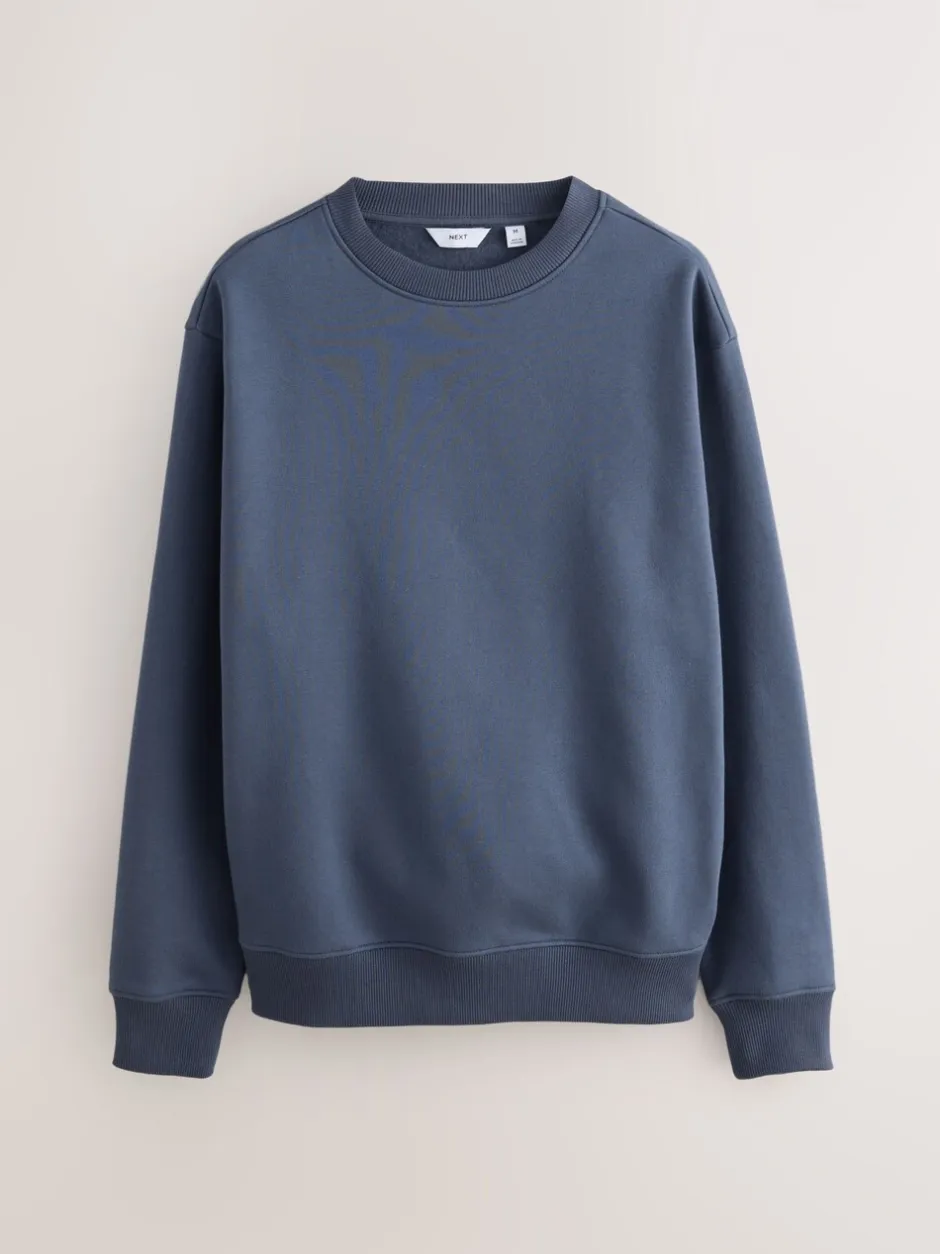 Sweaters En Hoody´S|Sweaters En Hoody´S|Next Staalblauw - Normale Pasvorm - Heavyweight Cotton Rich Crew Neck Sweatshirt