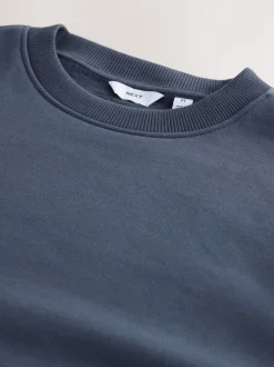 Sweaters En Hoody´S|Sweaters En Hoody´S|Next Staalblauw - Normale Pasvorm - Heavyweight Cotton Rich Crew Neck Sweatshirt