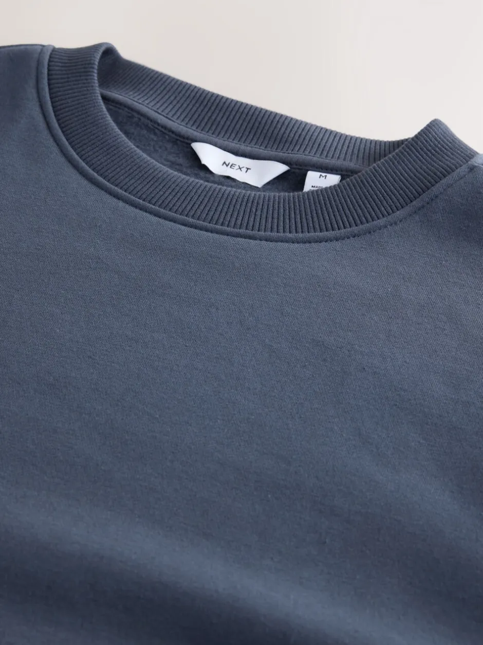Sweaters En Hoody´S|Sweaters En Hoody´S|Next Staalblauw - Normale Pasvorm - Heavyweight Cotton Rich Crew Neck Sweatshirt