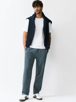 Joggingbroeken|Next Staalblauw - Straight fit - Relaxed Fit Brushback Heavyweight Joggers