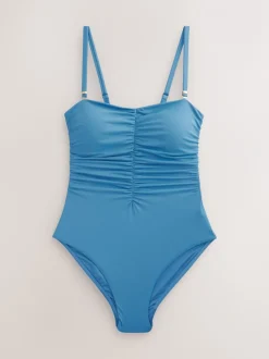 Badkleding*Next Staalblauw - Vormgevend bandeaubadpak met buikcorrectie