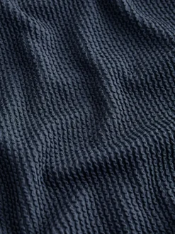 Badkleding|Next - Buikbedekkend badpak met ruime ronde hals Staalblauw gegolfd