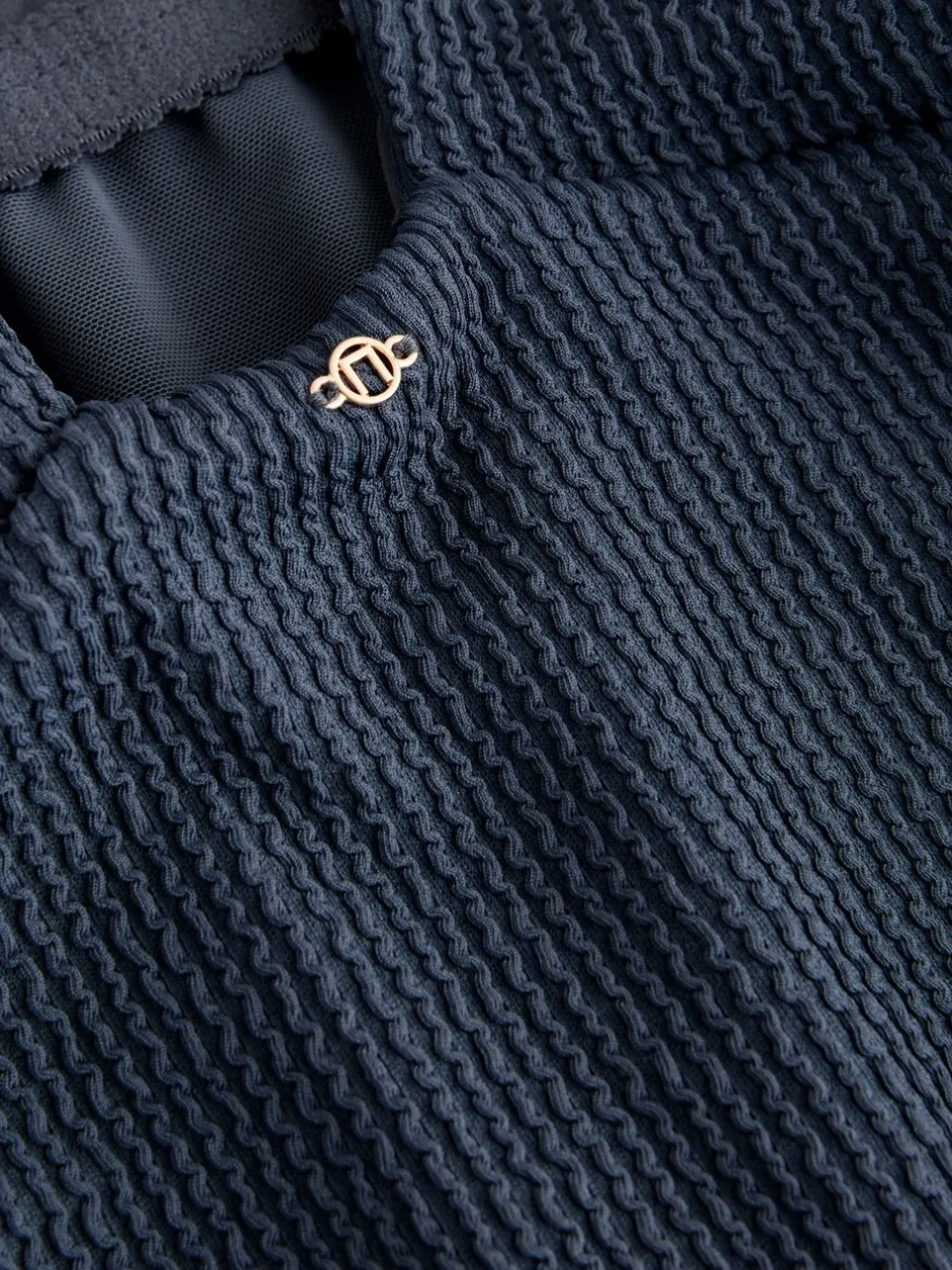 Badkleding|Next - Buikbedekkend badpak met ruime ronde hals Staalblauw gegolfd