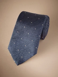 Stropdassen En Pochets*Next - Signature Made In Italy Polka Dot Tie Steel Blue/Neutral Brown