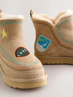 Boots|Never Fully Dressed - Suede Leather Boots Stone Embroidery