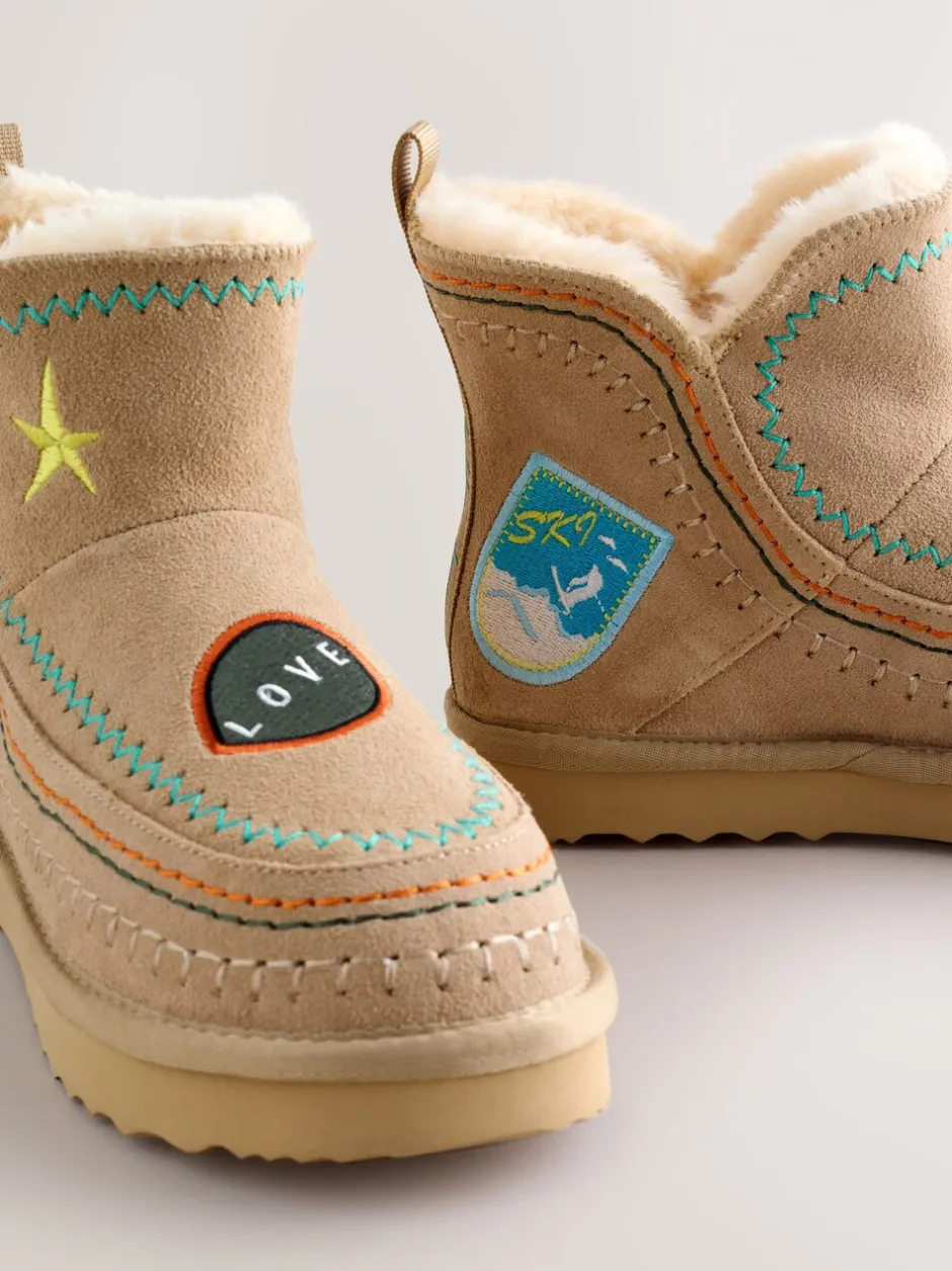 Boots|Never Fully Dressed - Suede Leather Boots Stone Embroidery
