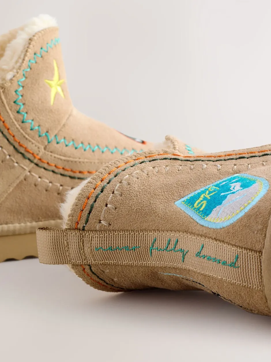 Boots|Never Fully Dressed - Suede Leather Boots Stone Embroidery