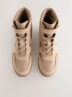 Sneakers|Next - Forever Comfort® sneakers met sleehak en veters Taupe