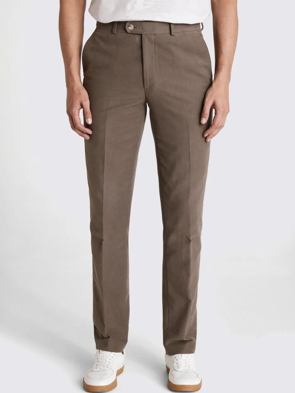 Formele Broek|MOSS Taupe - Brushed Cord Trousers