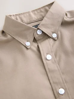 Shirts*Next Taupe - Oxford-overhemd met korte mouwen mouwen en hoog aandeel katoen (3-16 jr)