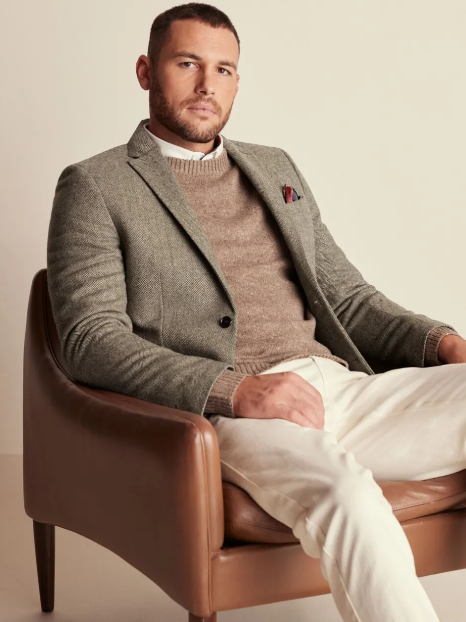 Blazers En Business-Jasjes*Next - Slim Fit - Blazer met visgraatmotief en hoog wolgehalte Taupe
