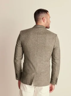 Blazers En Business-Jasjes*Next - Slim Fit - Blazer met visgraatmotief en hoog wolgehalte Taupe