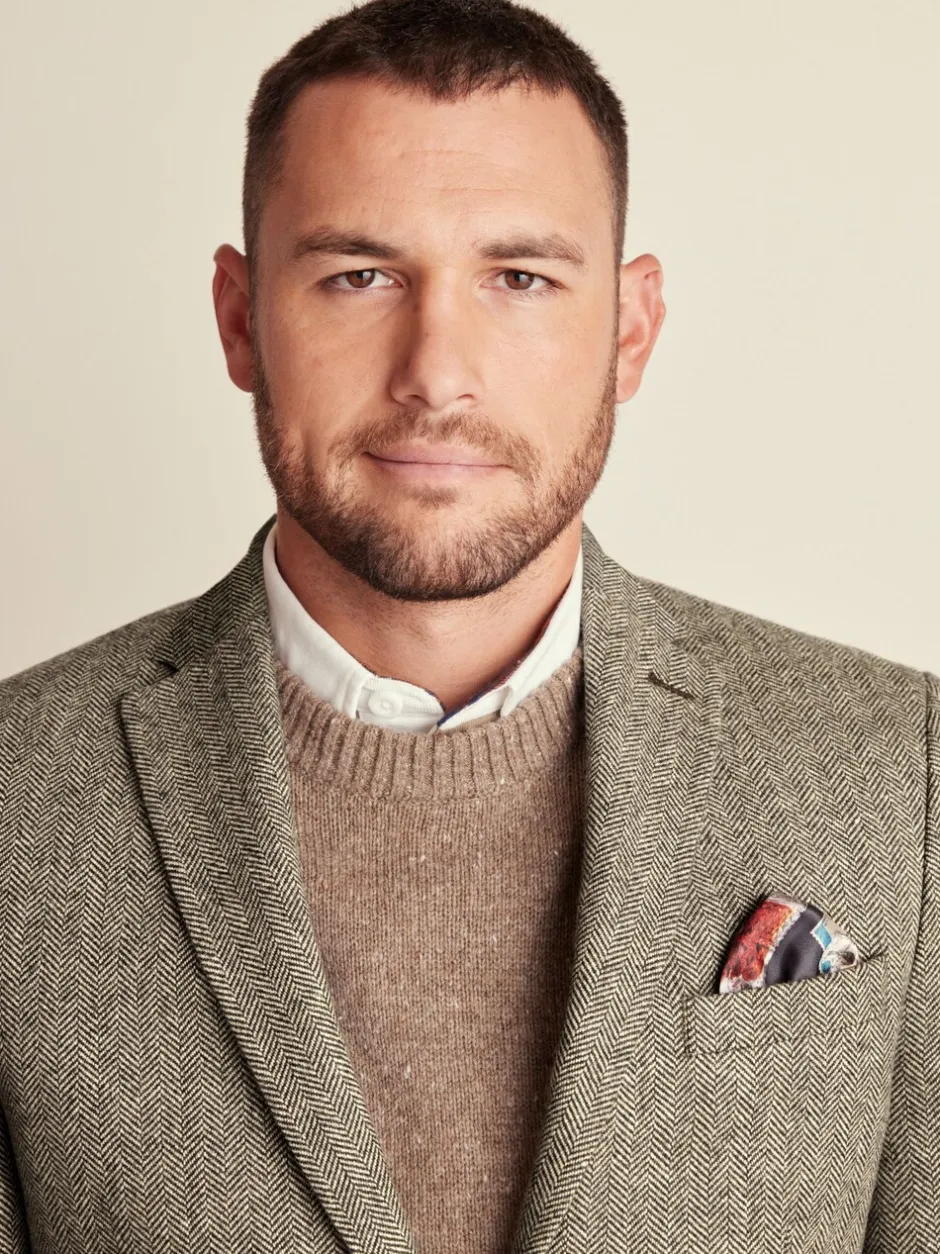 Blazers En Business-Jasjes*Next - Slim Fit - Blazer met visgraatmotief en hoog wolgehalte Taupe