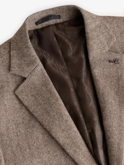 Blazers En Business-Jasjes*Next - Slim Fit - Blazer met visgraatmotief en hoog wolgehalte Taupe