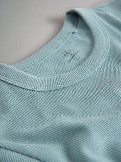 Tops En T-Shirts*The Set Taupe Brown/Light Brown/Blue/Light Blue/Cream - 5 Pack Korte Mouw Geribd T-shirt