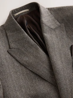 Pakken*Next Taupe bruin - Double Breasted Signature Marzotto 100% Italian Wool Herringbone Suit Jacket