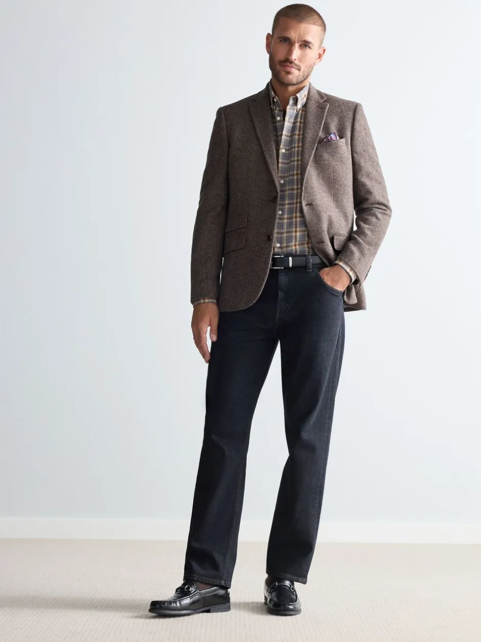 Blazers En Business-Jasjes*Next - Normale Pasvorm - Signature Nova Fides Blazer van wolblend met visgraatmotief Taupe bruin