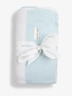 Babyartikelen En Slaapzakken |Kinderbeddengoed|The Little Tailor - grote superzachte gebreide deken met textuur van 100% katoen Blauw