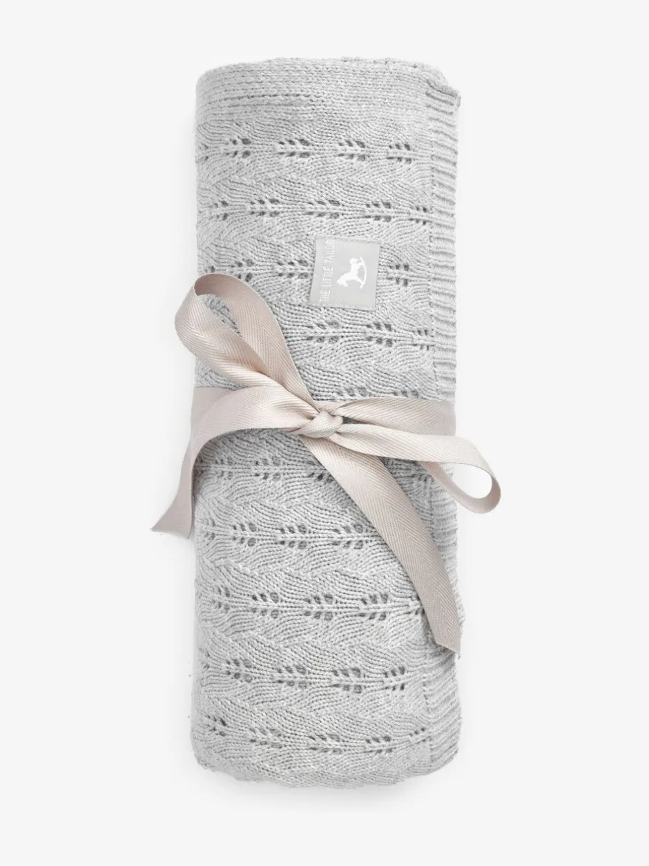 Babyartikelen En Slaapzakken |The Little Tailor ajourgebreid babydekentje van 100% katoen Grijs