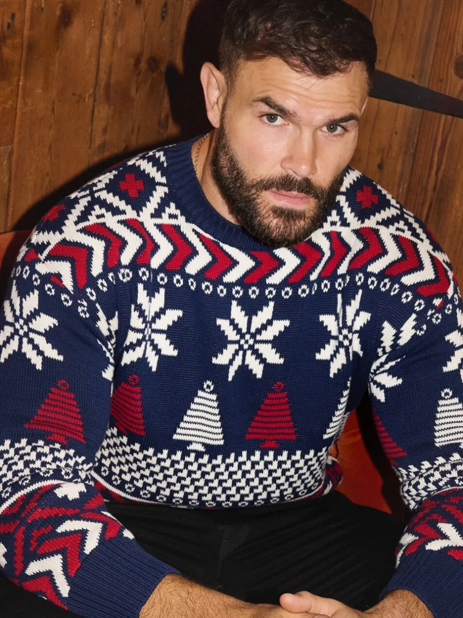Gebreide Kleding*The Little Tailor Blauwe Kerstmis Multicolour Fairisle Katoenen Trui
