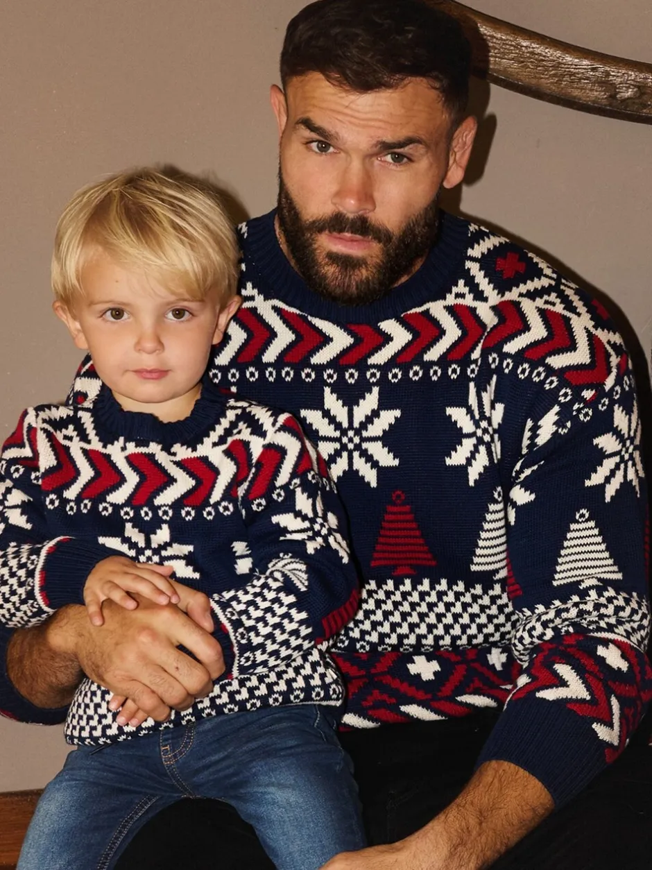 Gebreide Kleding*The Little Tailor Blauwe Kerstmis Multicolour Fairisle Katoenen Trui