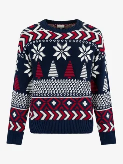 Gebreide Kleding*The Little Tailor Blauwe Kerstmis Multicolour Fairisle Katoenen Trui