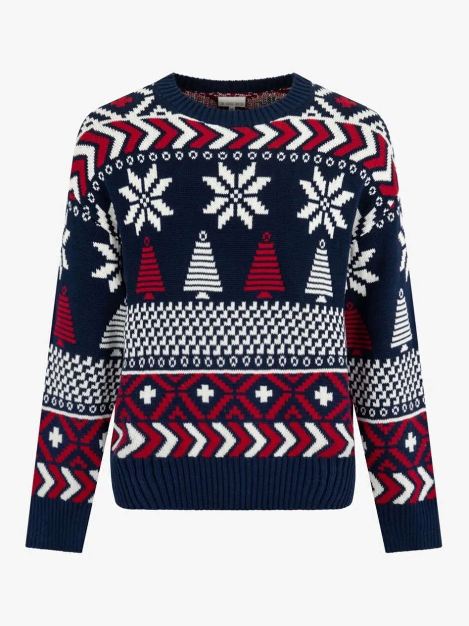 Gebreide Kleding*The Little Tailor Blauwe Kerstmis Multicolour Fairisle Katoenen Trui