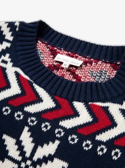 Gebreide Kleding*The Little Tailor Blauwe Kerstmis Multicolour Fairisle Katoenen Trui