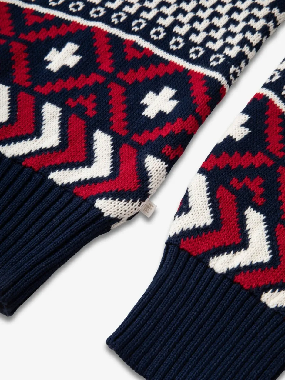 Gebreide Kleding*The Little Tailor Blauwe Kerstmis Multicolour Fairisle Katoenen Trui