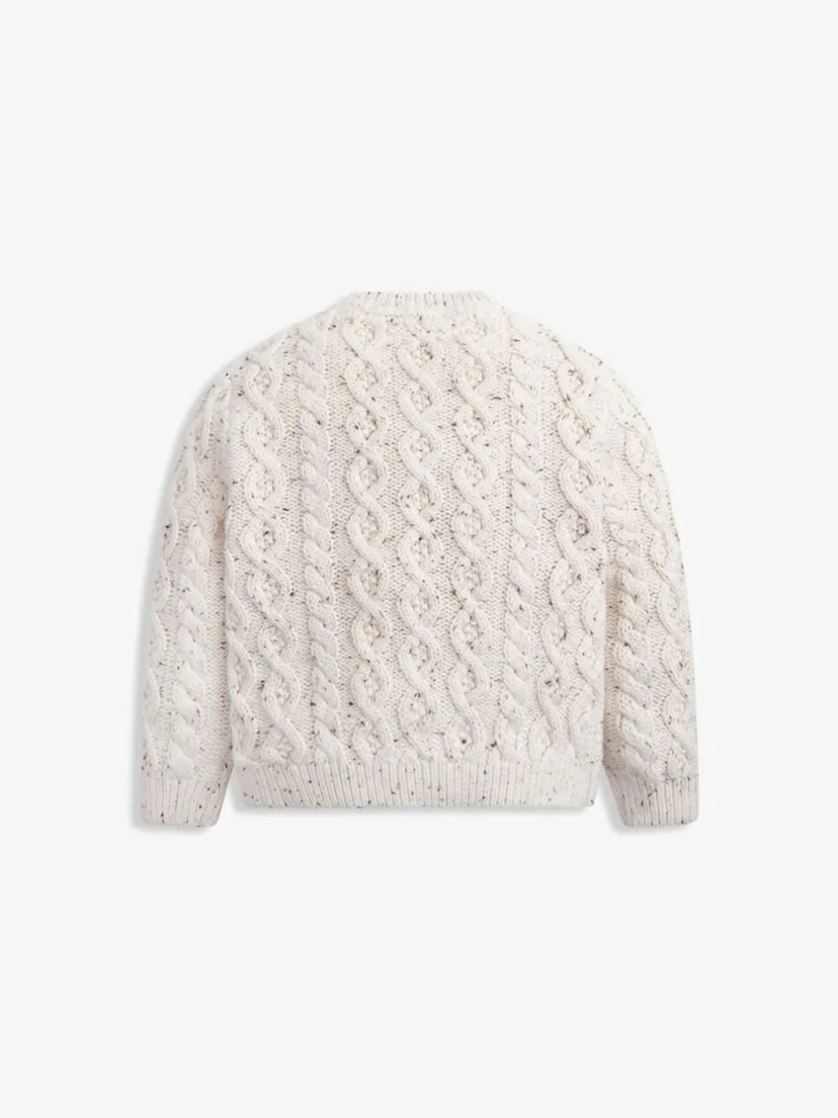 Gebreide Kleding*The Little Tailor Natural Fisherman Cable Knit Cotton Baby Cardigan