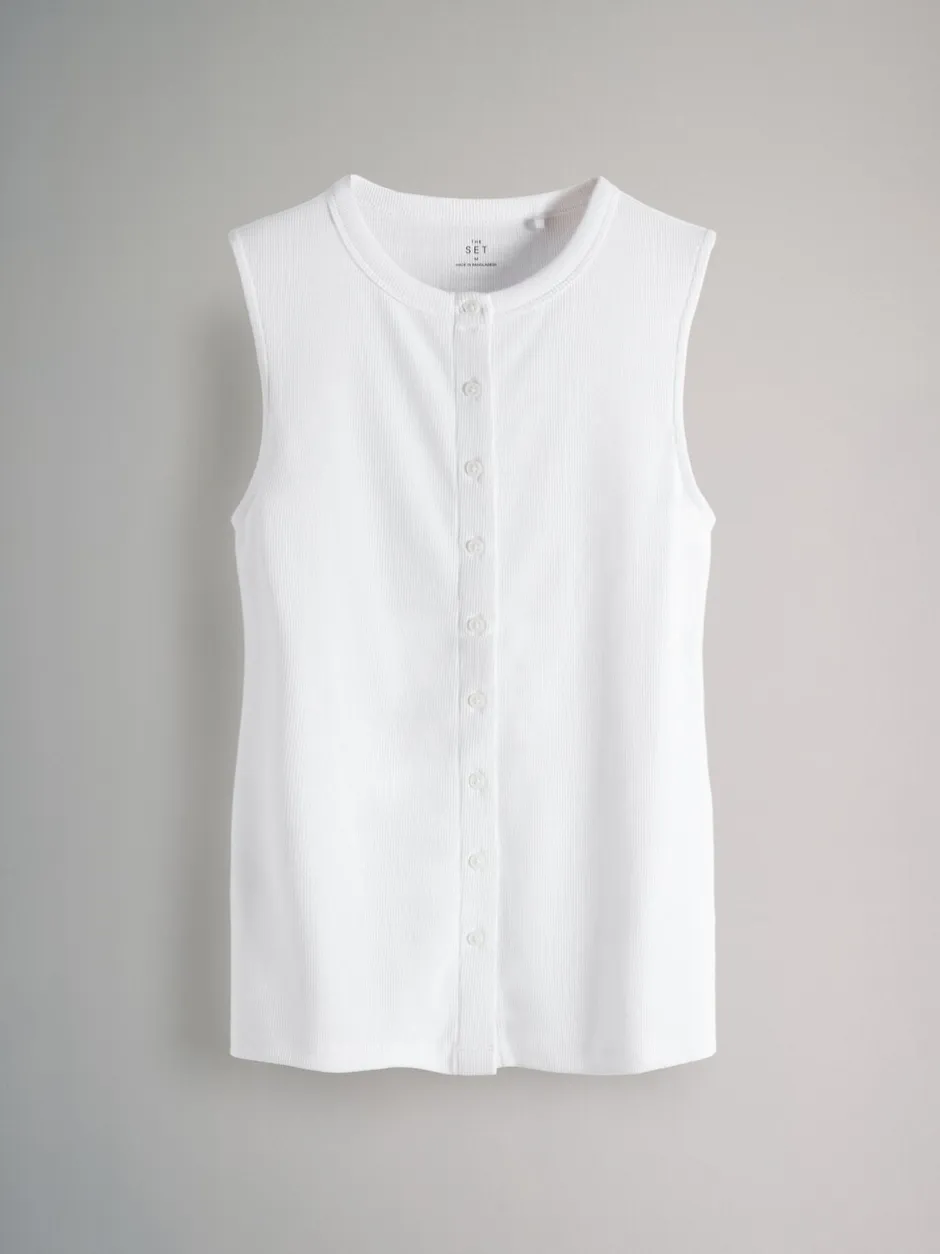 Tops En T-Shirts|The Set 3 Pack Button Through Ribbed Vests