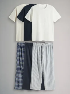 Pyjama's|Loungewear|The Set 3 Pack Jersey T-Shirt and Flannel Pyjamas