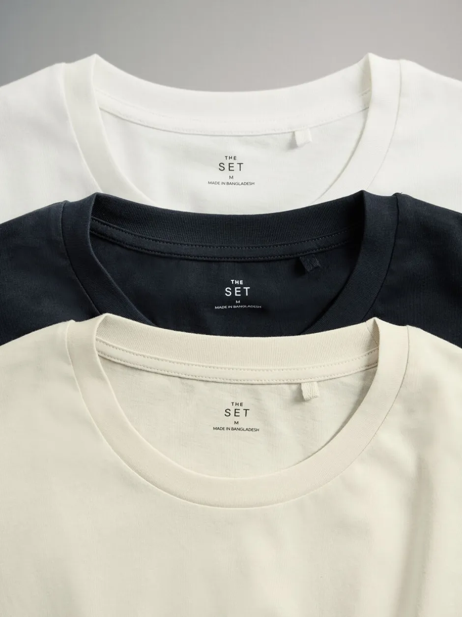 Pyjama's|Loungewear|The Set 3 Pack Jersey T-Shirt and Flannel Pyjamas