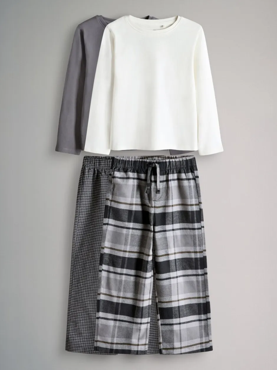 Pyjama's|The Set 2 Pack Long Sleeve Cotton Jersey T-Shirt and Woven Bottom Pyjamas Set