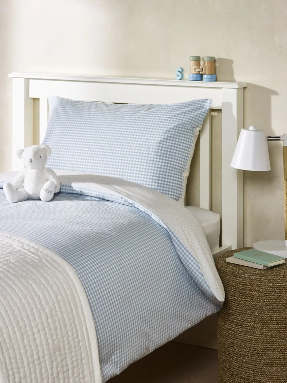 Merkbeddengoed*The White Company 100% Cotton Dusty Star Gingham Double Fitted Sheet