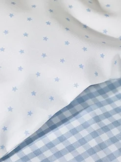 Merkbeddengoed*The White Company 100% Cotton Dusty Star Gingham Double Fitted Sheet