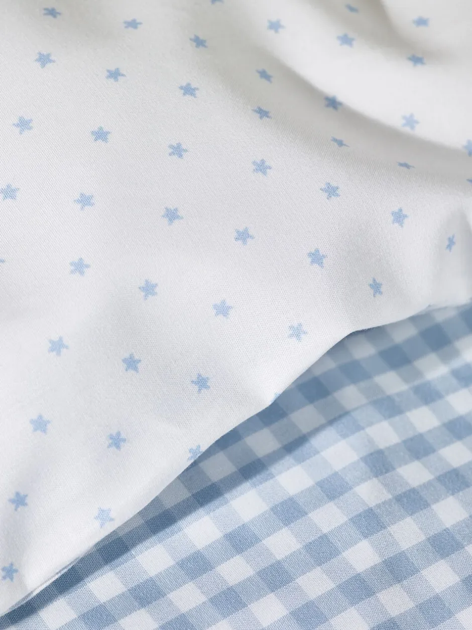 Merkbeddengoed*The White Company 100% Cotton Dusty Star Gingham Double Fitted Sheet